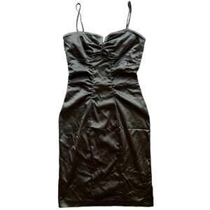 XSCAPE Bronze Satin Cocktail Mini Dress
